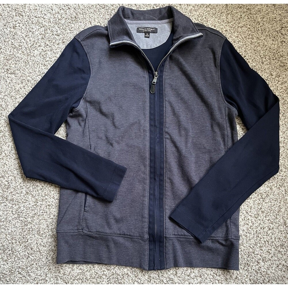 Men's Banana Republic Blue Lightweight Zip-up, Medium